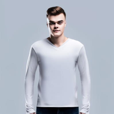 T-shirt en coton modal pour hommes, col V