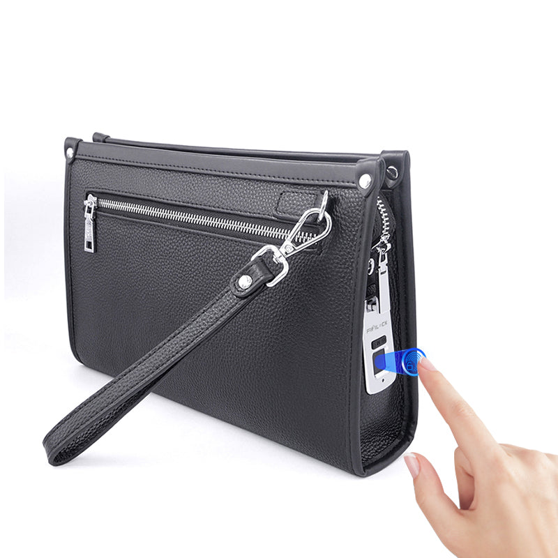 Sac à main intelligent à l'empreinte digitale, en cuir de vache, style business