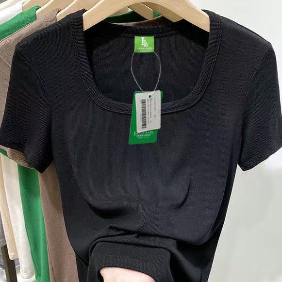 T-shirt modèle 2023, manche courte pour femme, taille ajustée