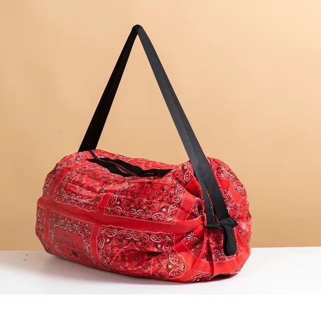 Sac pliable à fermeture semi-automatique pour shopping et sortie (achat/prix par 2)