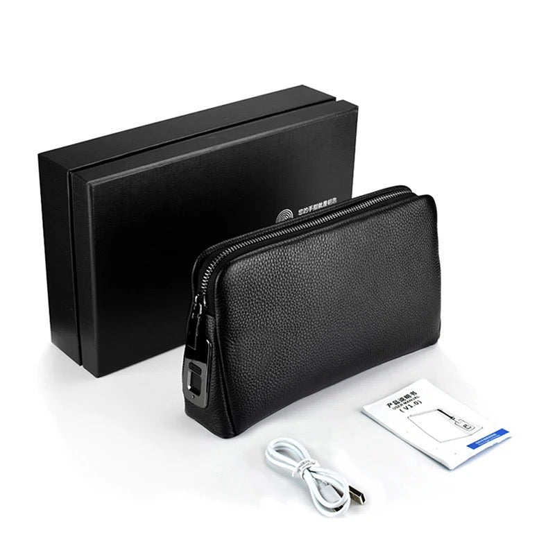 A notre 🎁 Sac à main à l'empreinte digitale, en cuir véritable pour Homme