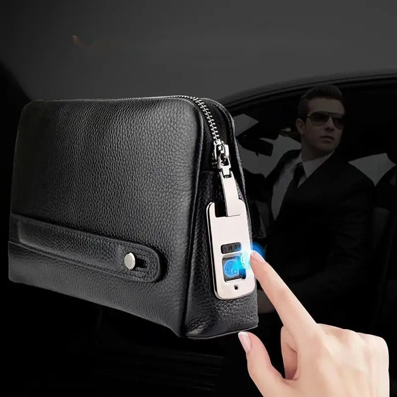 A notre 🎁 Sac à main à l'empreinte digitale, en cuir véritable pour Homme