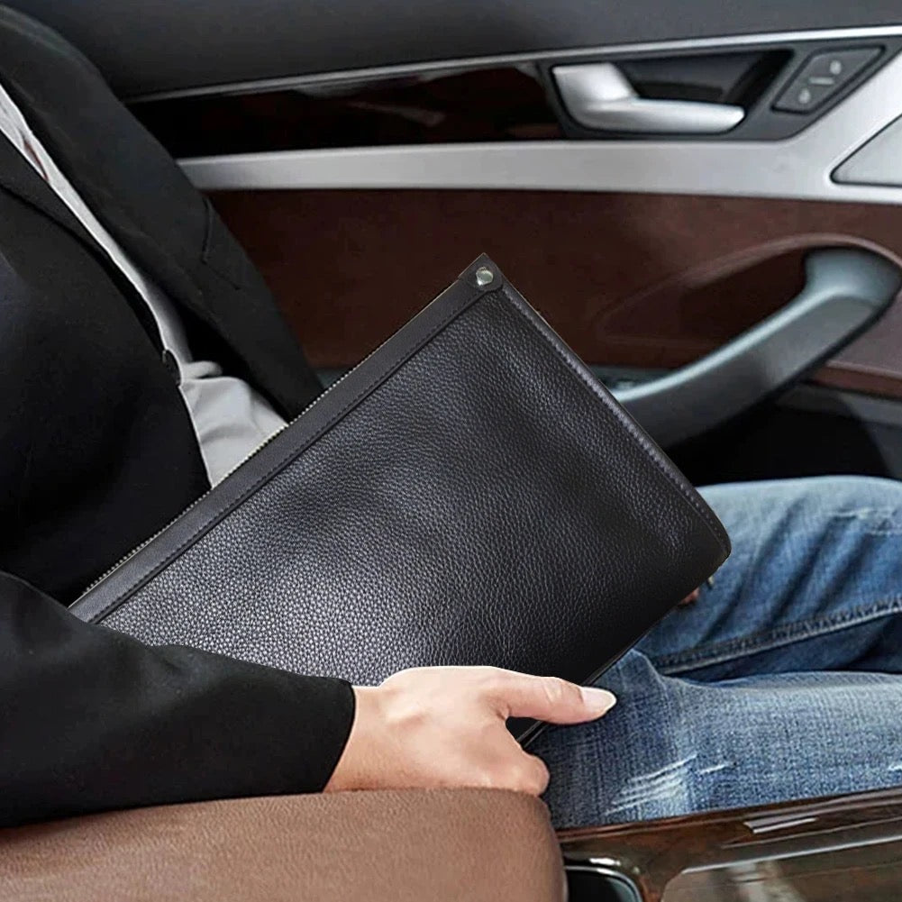 Sac à main intelligent à l'empreinte digitale, en cuir de vache, style business