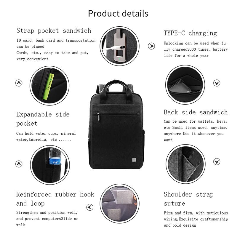 Sac à dos à l'empreinte digitale pour voyage/école/sport/loisir