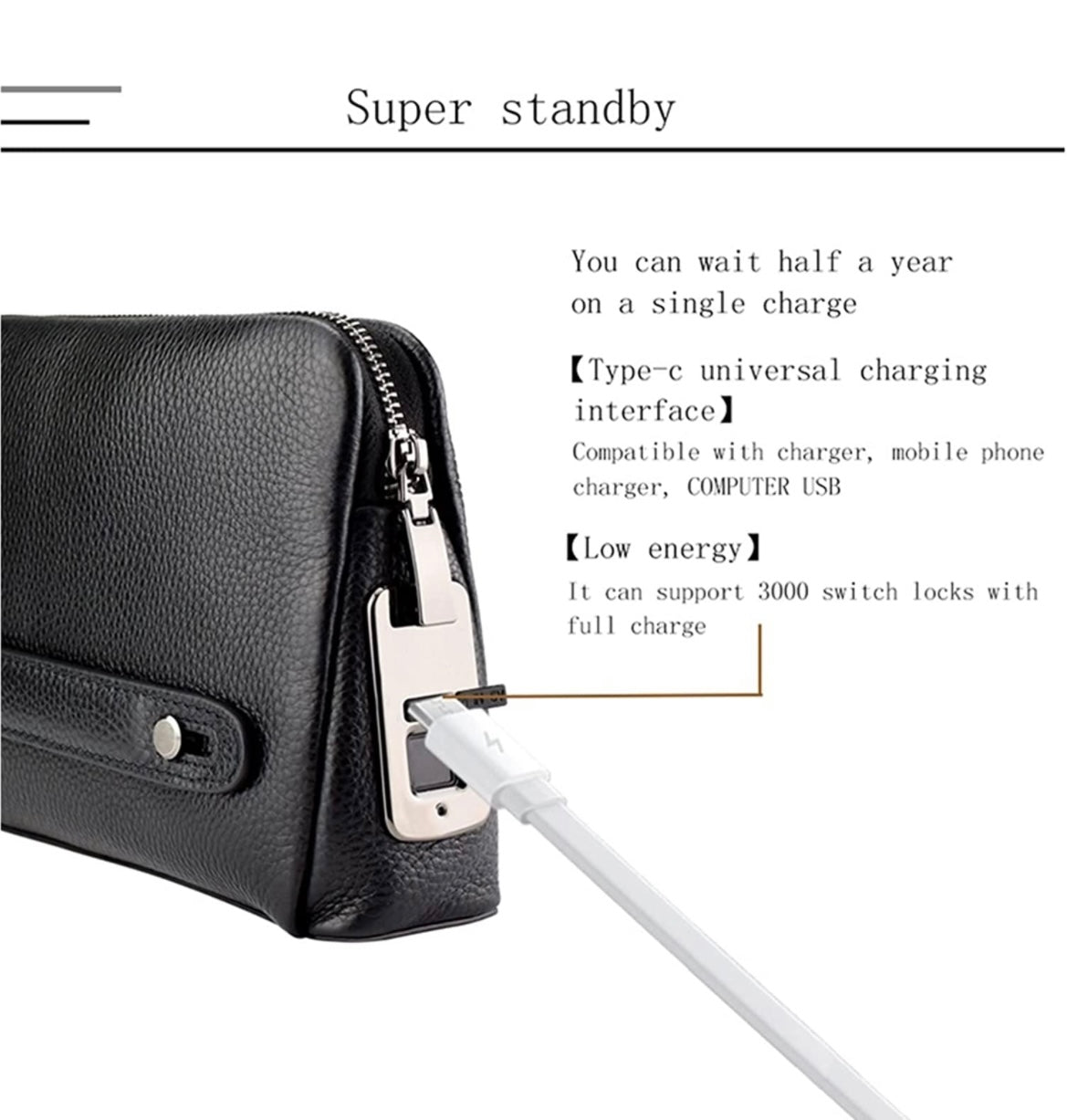 A notre 🎁 Sac à main à l'empreinte digitale, en cuir véritable pour Homme