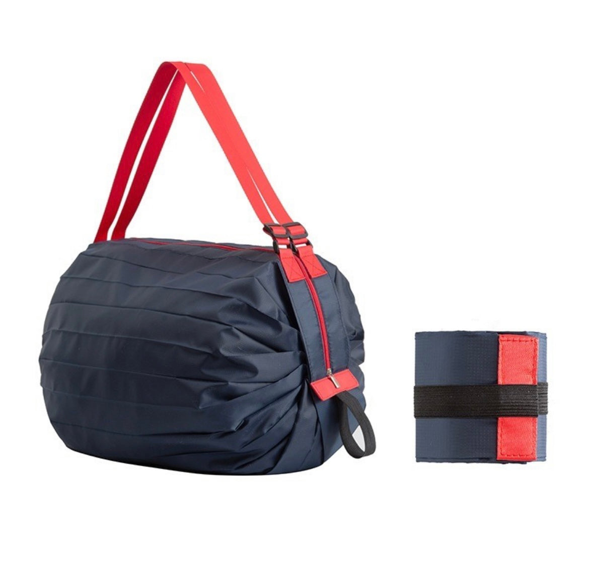 Sac pliable à fermeture semi-automatique pour shopping et sortie (achat/prix par 2)