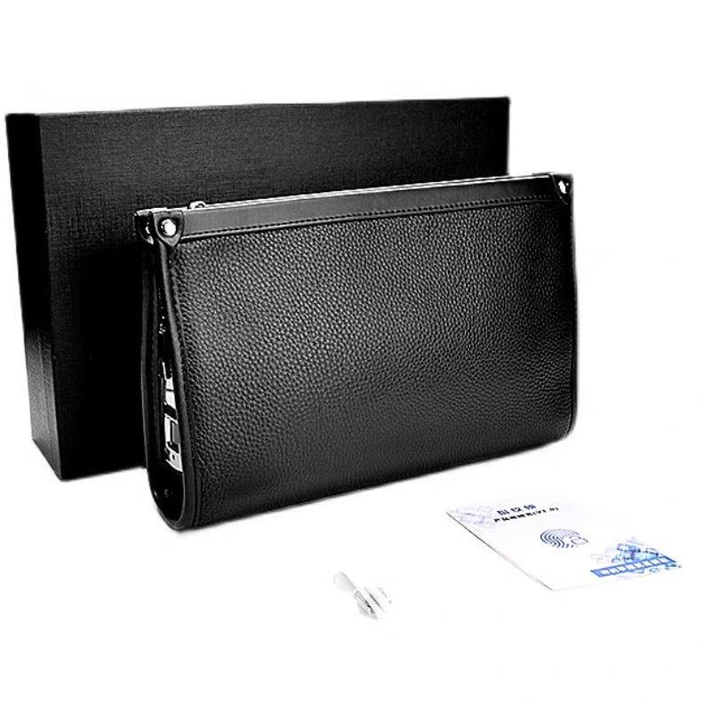 Sac à main intelligent à l'empreinte digitale, en cuir de vache, style business