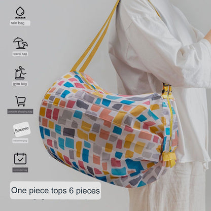 Foldable bag with semi-automatic closure for shopping and going out (purchase/price per 2)