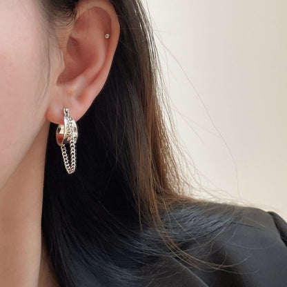 Boucles d'oreilles Style de chaîne, anneaux et aiguille argent S925