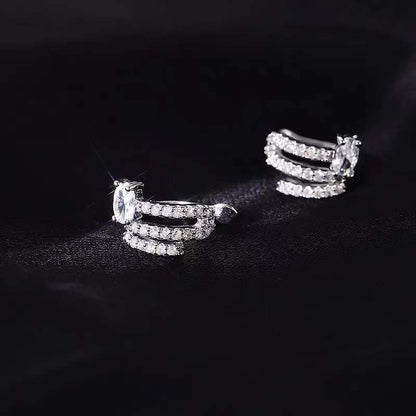 Boucles d'oreilles en pierres zircon et argent S925, modèle clips non percés