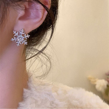 Boucles d'oreilles flocon de neige diamant