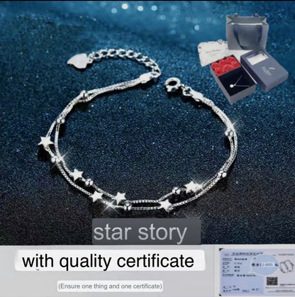 Bracelet des étoiles en argent pur S999 avec certificat de qualité