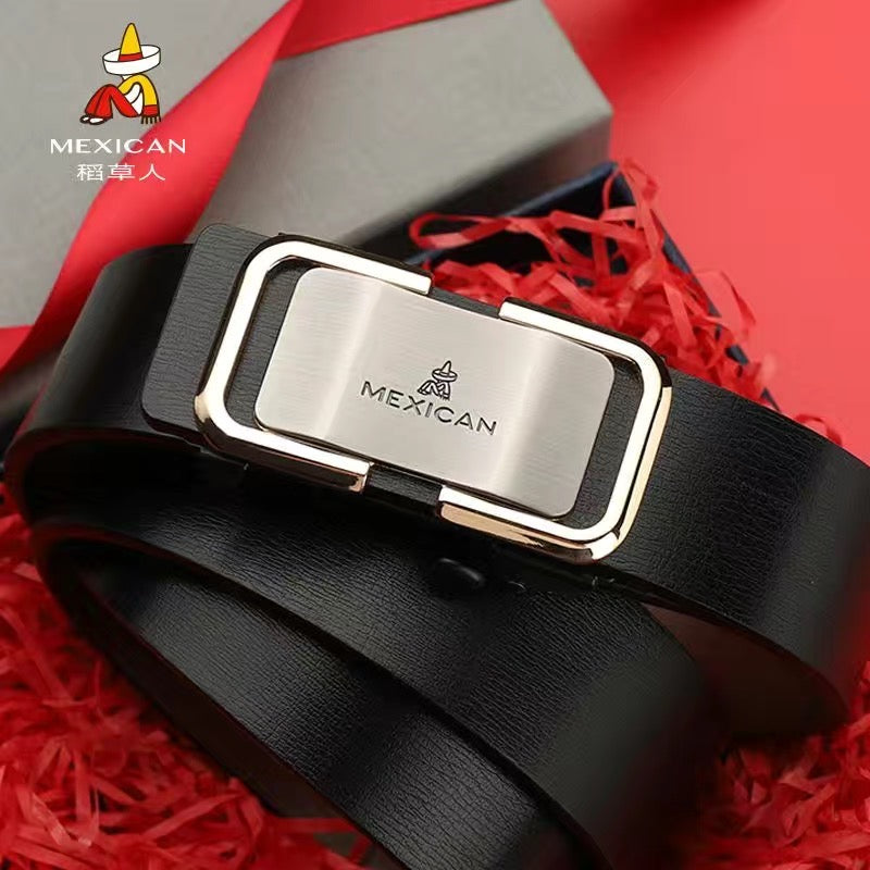 Branded genuine leather belt for men with automatic buckle 9 models