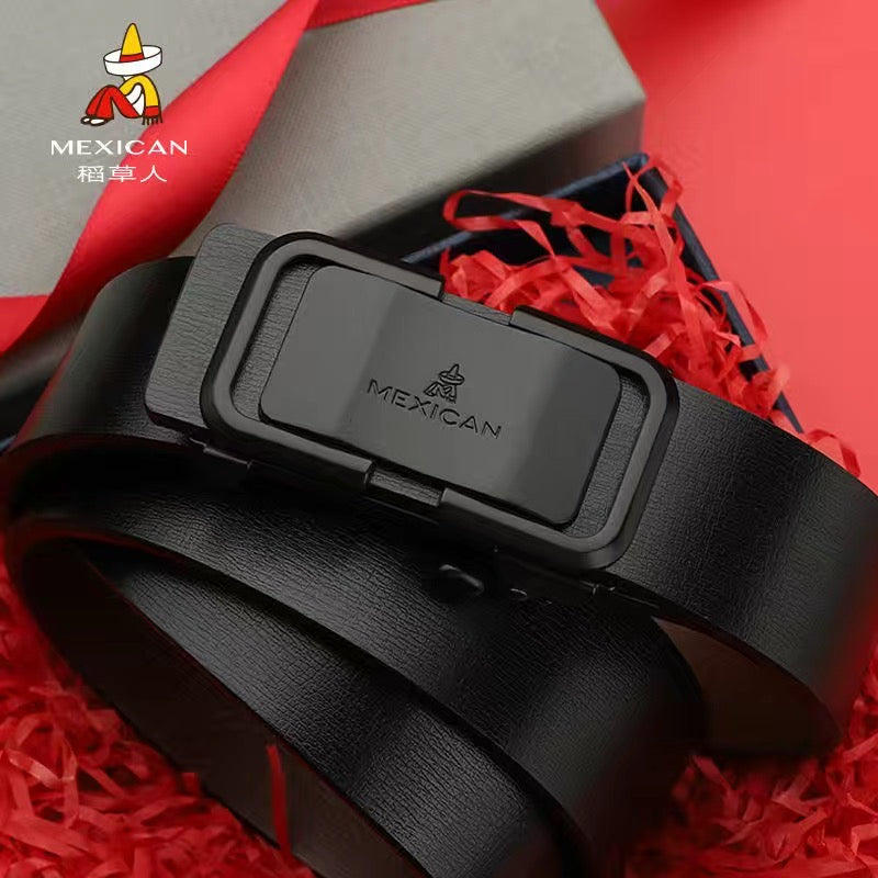 Branded genuine leather belt for men with automatic buckle 9 models