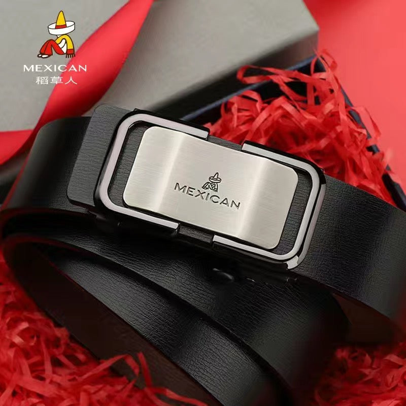 Branded genuine leather belt for men with automatic buckle 9 models